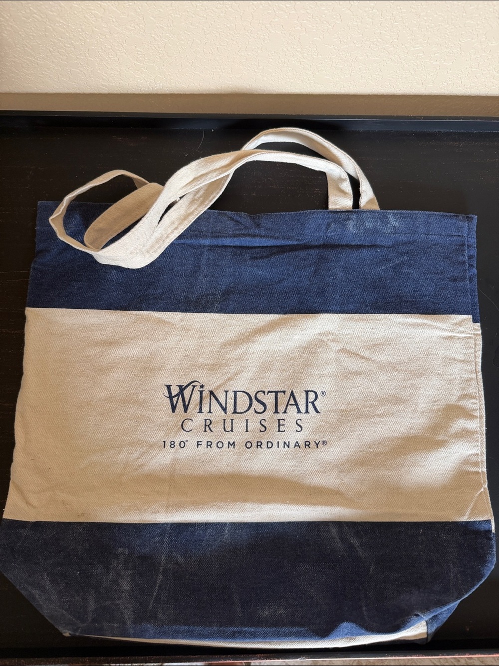 Navy and Cream Canvas Tote